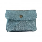 Maison Fanli | Leather Coin Purse | Metallic Aqua